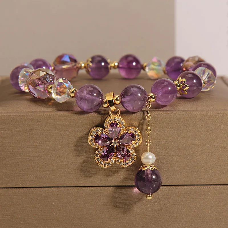 Natural Amethyst Bracelet for Women Handmade Boho Chic Jewelry