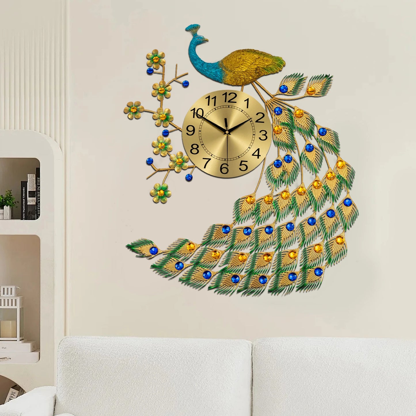 Peacock Wall Clock Modern Art Wall Decor Digital Clock for Living Room Exquisite Gift