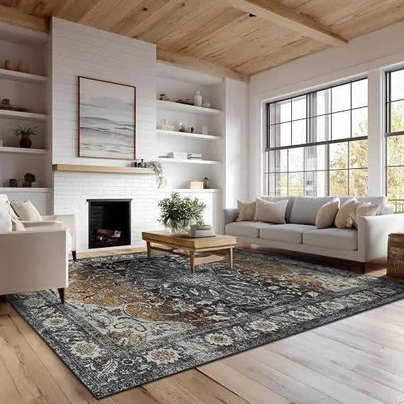 Premium Washable NonSlip Faux Wool Area Rug With StainResistantTexture UltraDurable