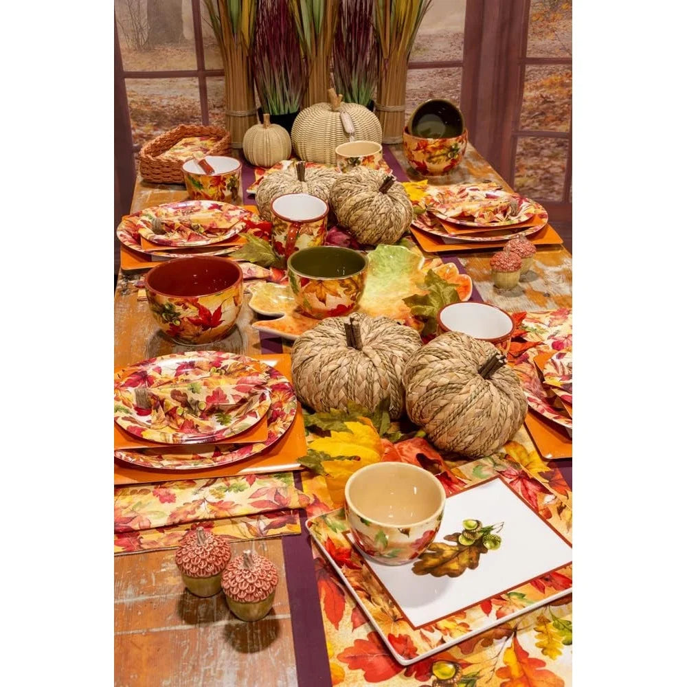 Thanksgiving Ceramic Serving Bowl and Spreader Set TabletopDecorative for Entertaining