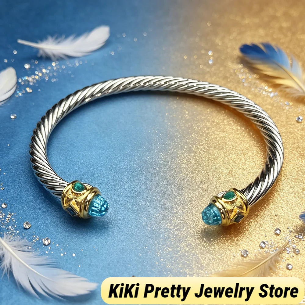 Sterling Silver Zircon Bracelet For Lovers With Elegant Design