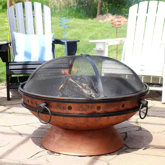 Royal Cauldron Outdoor Wood Burning Fire Pit With Screen