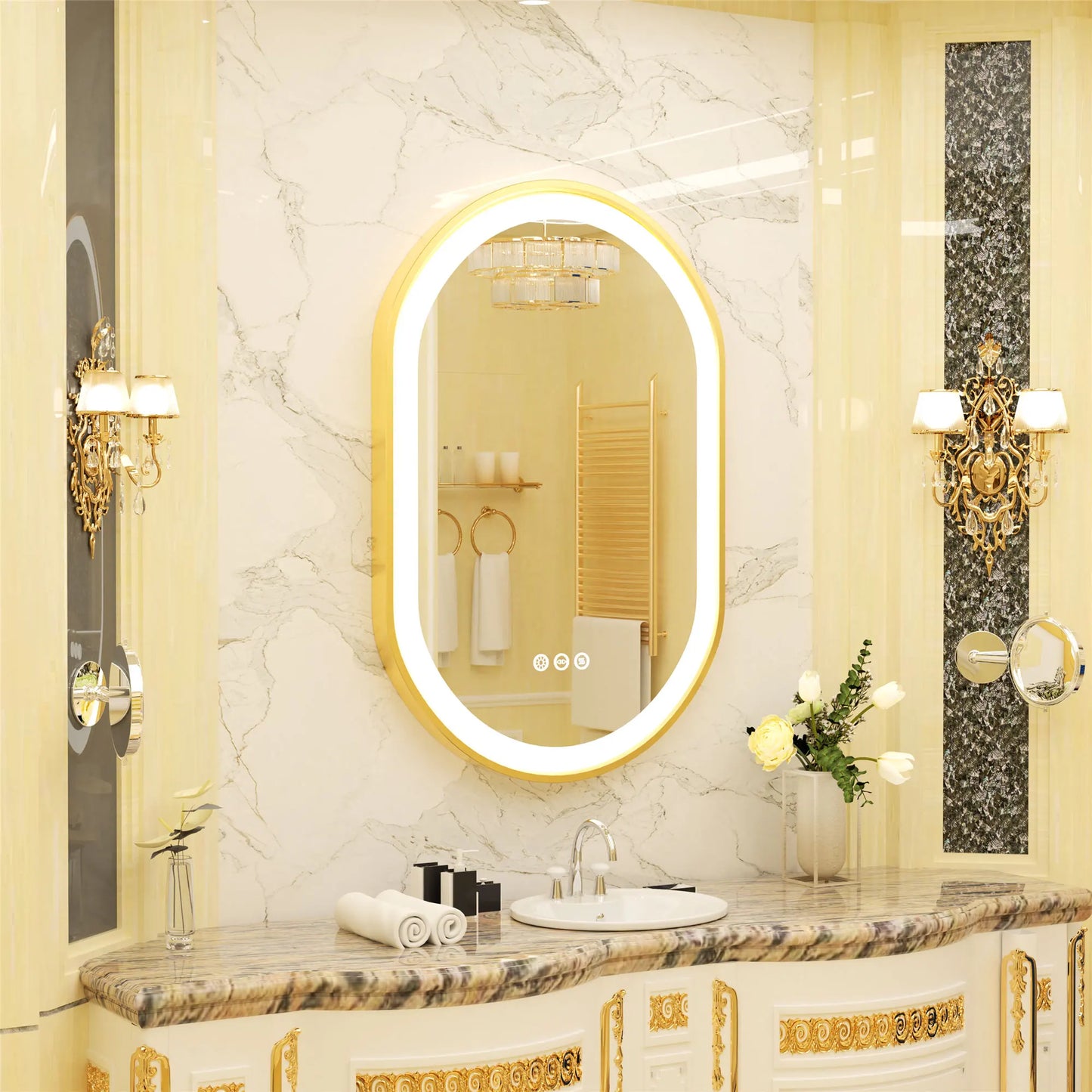 Wisfor LED Oval Bathroom Mirror With Stepless Dimmable Light