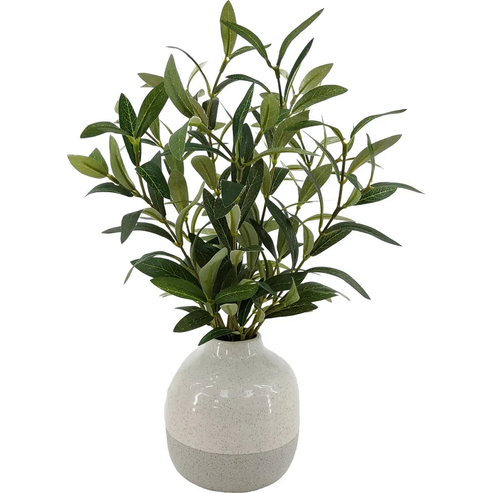 Artificial Olive Plant In Ceramic Vase Tabletop Decor