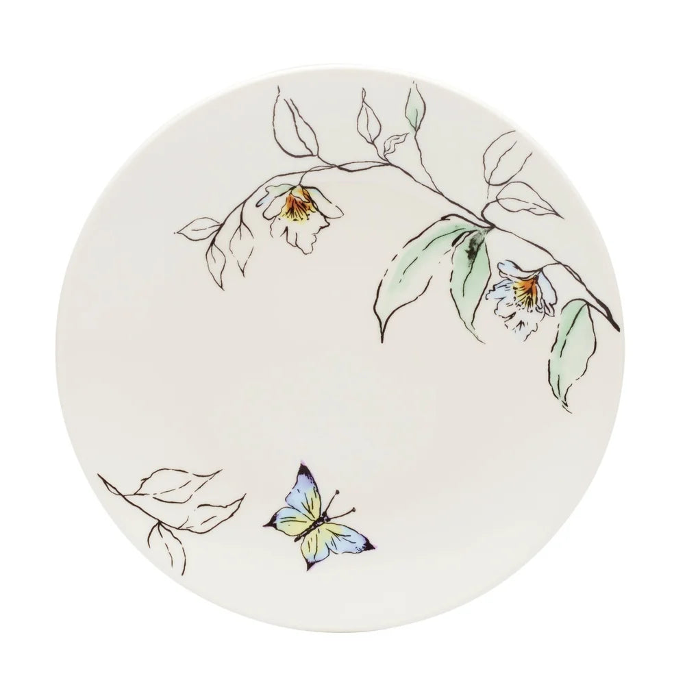 Porcelain Dinnerware Set Butterfly Vine Pattern Dishwasher Safe
