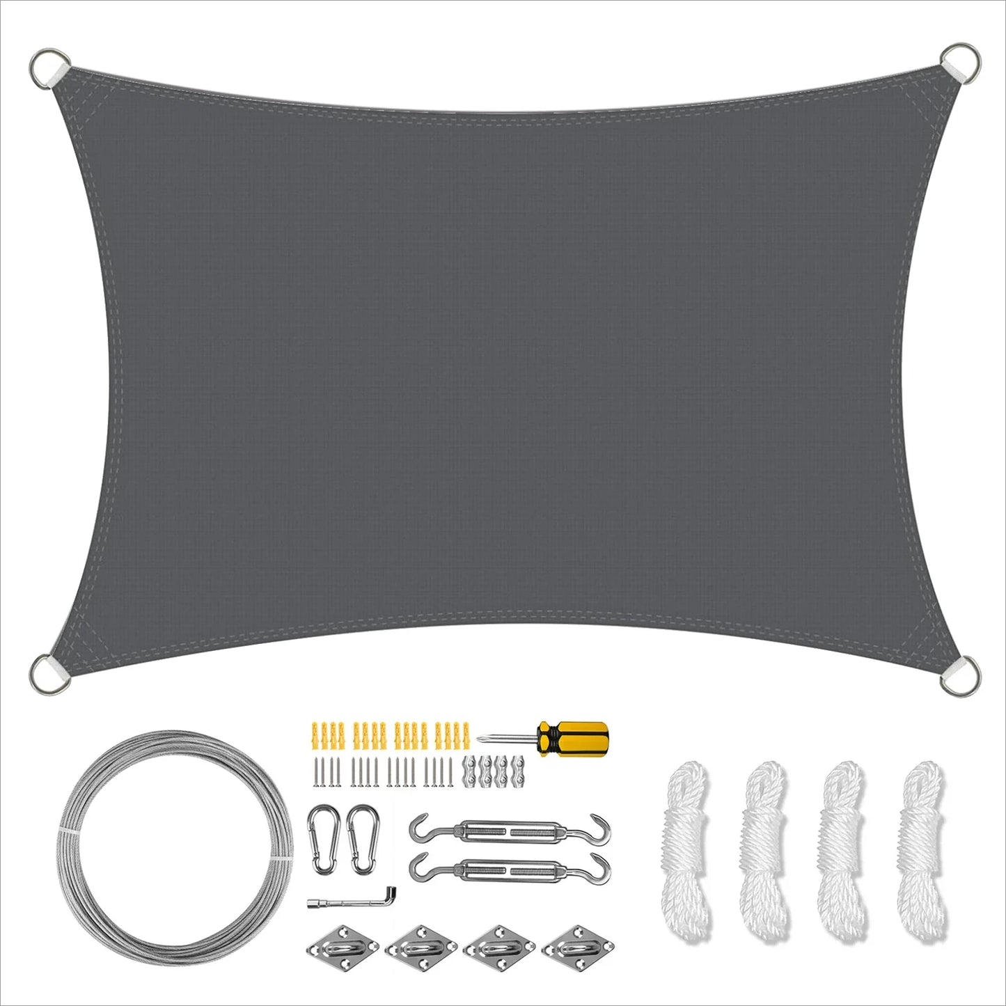 Waterproof Shade Sail With Hardware Kit For Outdoor Patio