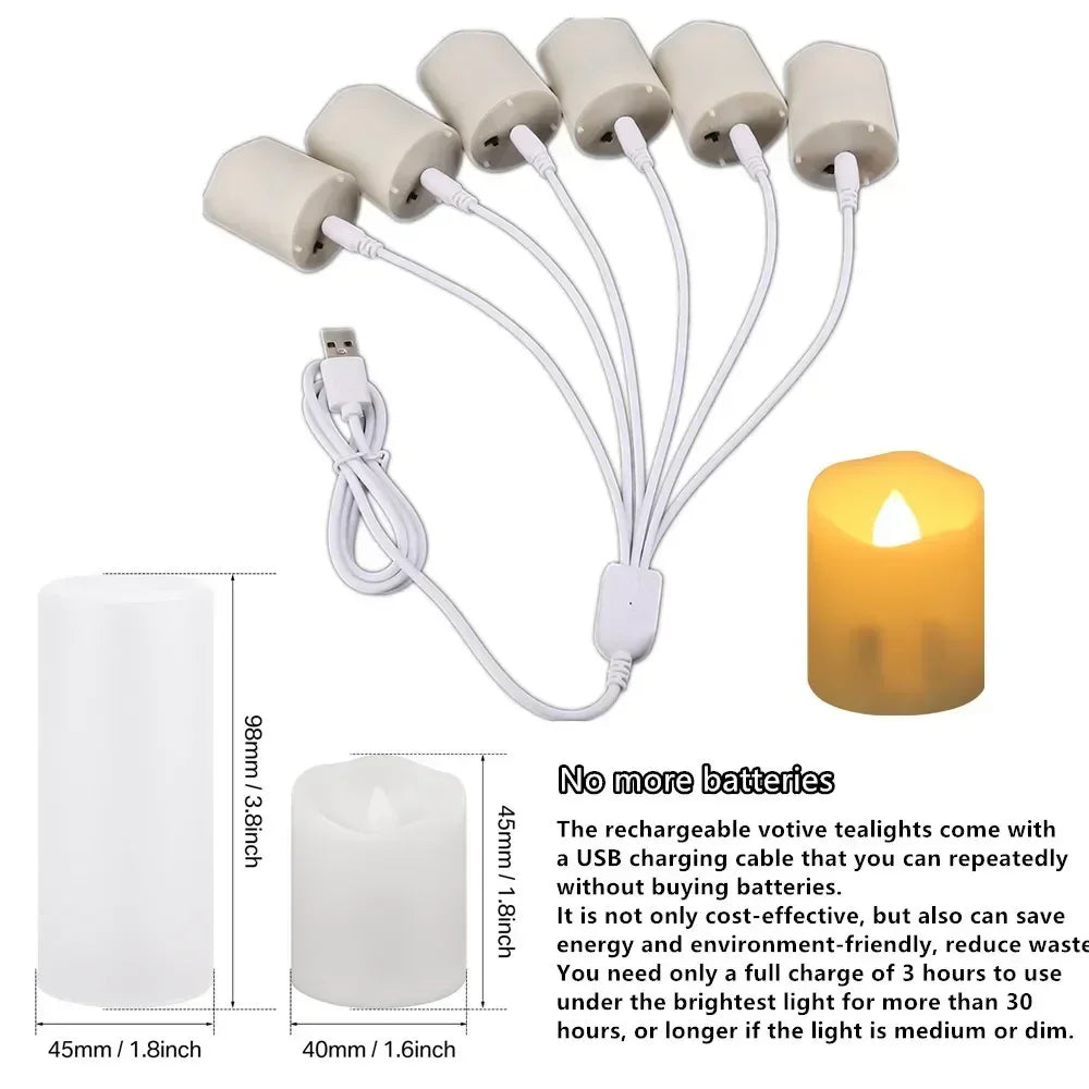 Rechargeable LED Candle Set With Timer And Flicker Flames