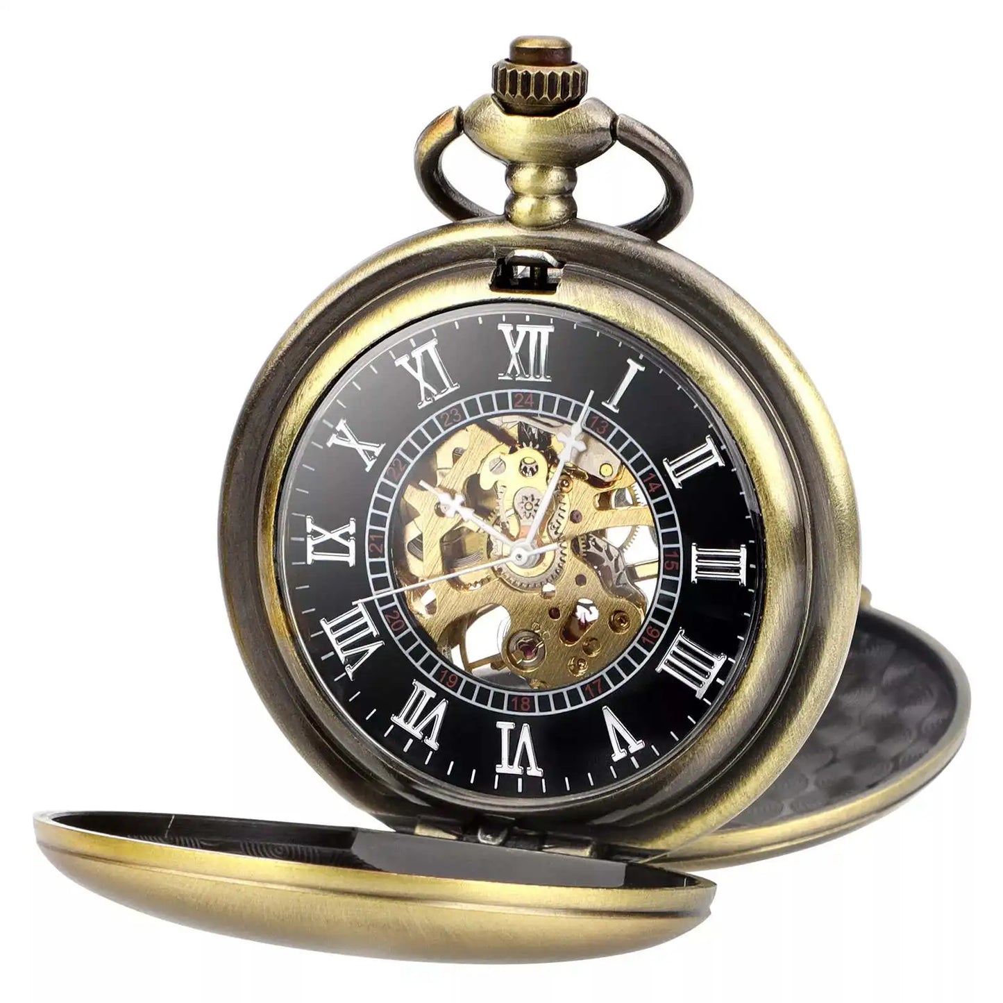Vintage Mechanical Pocket Watch With Roman Numeral Dial Hand Wind