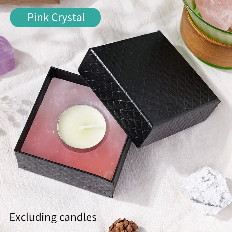 Natural Crystal Square Candlestick Scented Candle Holder
