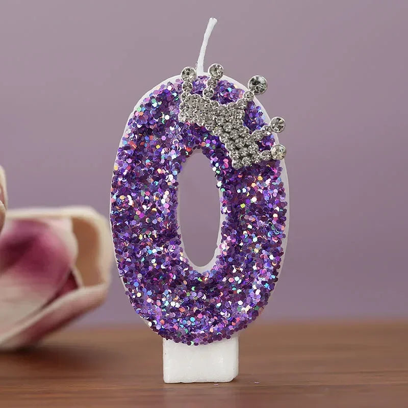 Crown Number Candles for Princess Birthday Cake Topper