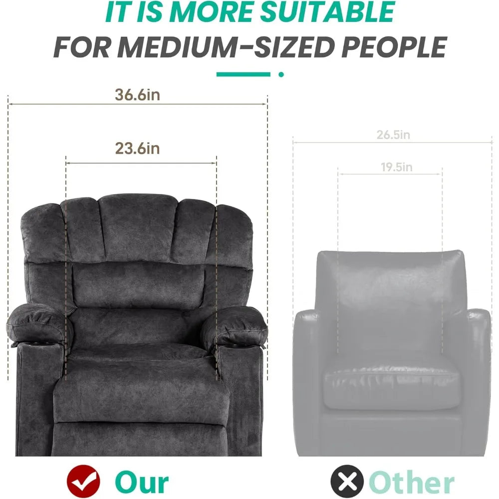 Modern Ergonomic Recliner Chair With Foam Filling Cupholders