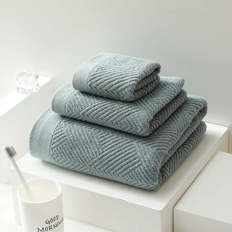 3 Piece Long Staple Cotton Bath Towel Set Quick Dry